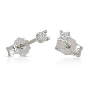 Orecchini solitario bianco 1mis