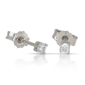 Orecchini solitario bianco 2mis