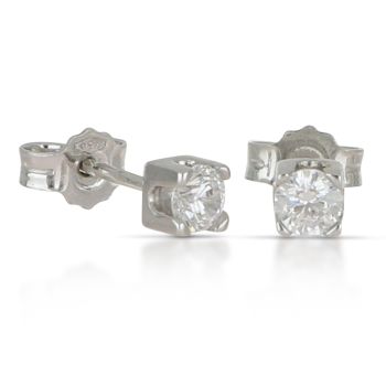 Orecchini solitario bianco 4mis