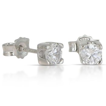 Orecchini solitario bianco 5mis