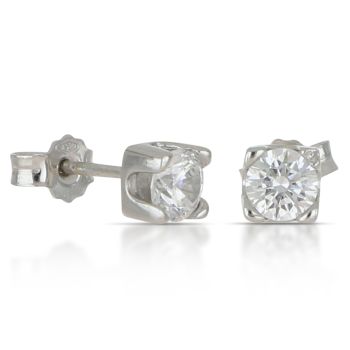 Orecchini solitario bianco 6mis