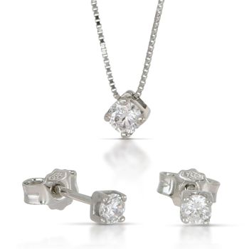 Parure girocollo e orecchini bianco 1mis