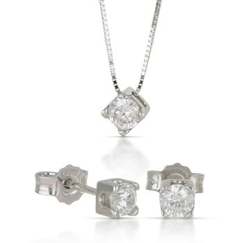 Parure girocollo e orecchini bianco 2mis