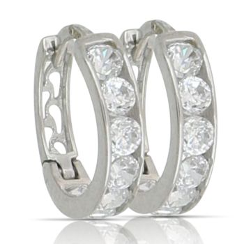 Cerchi con zirconi in oro bianco 1mis