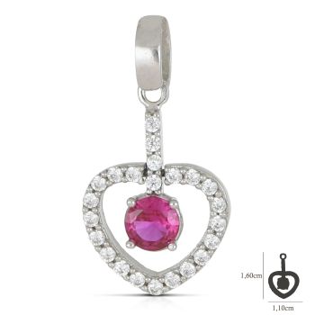 Pendente cuore con pietre rosse