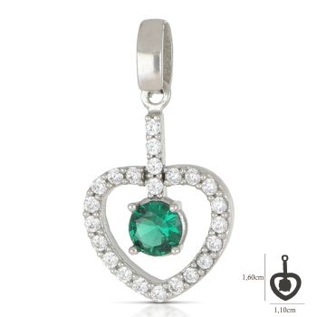 Pendente cuore con pietre verdi