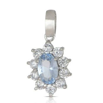 Pendente ovale, pietre azzurre mis1