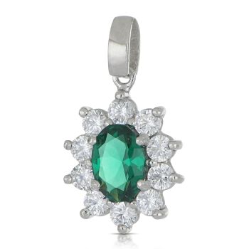 Pendente ovale, pietre verdi mis2