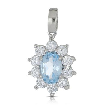 Pendente ovale, pietre azzurre mis2