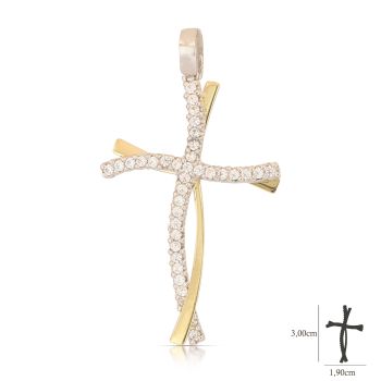Croce bicolore con zirconi