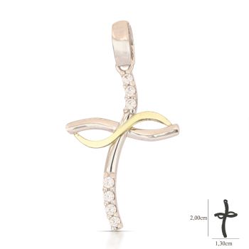 Croce bicolore con zirconi