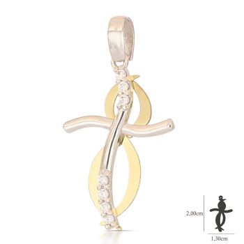 Croce bicolore con zirconi
