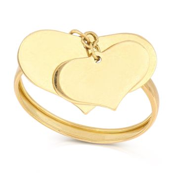 Anello con 2 cuori giallo