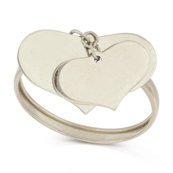 Anello con 2 cuori bianco