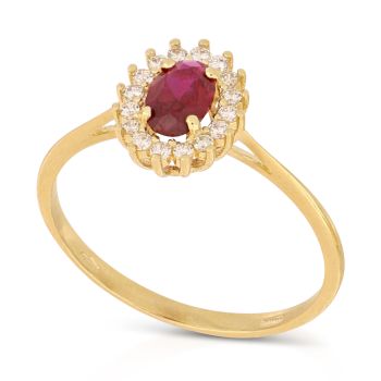 Anello con pietra rossa