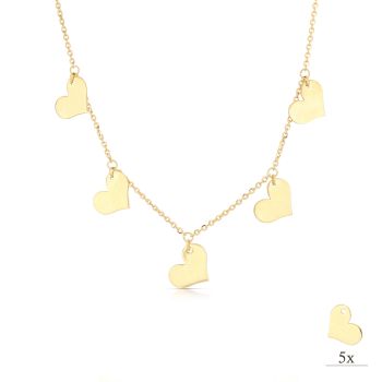 Girocollo con 5 cuori pendenti