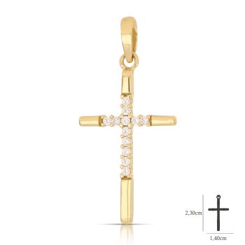 Croce con zirconi gialla