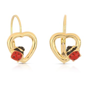 Orecchini coccinella su cuori