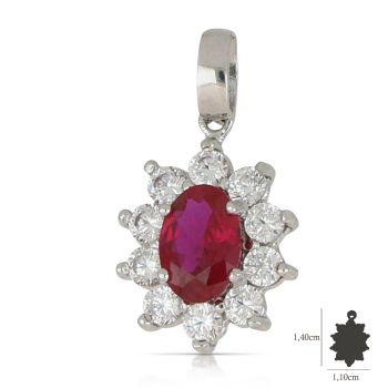 Pendente ovale pietre rosse, mis2