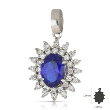 Pendente ovale con pietre blue