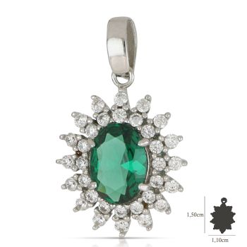 Pendente ovale con pietre verdi