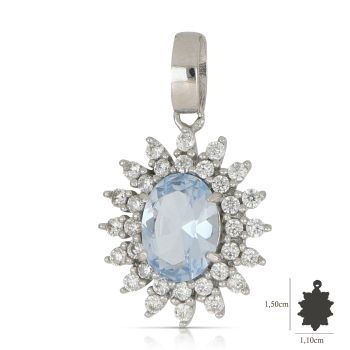 Pendente ovale con pietre azzurre