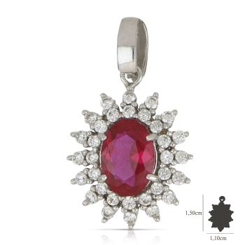 Pendente ovale con pietre rosse