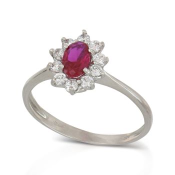 Anello ovale con pietre rosse, mis1