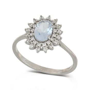 Anello ovale con pietre azzurre