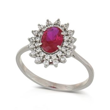 Anello ovale con pietre rosse