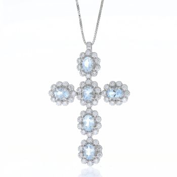 Acquamarine Cross necklace