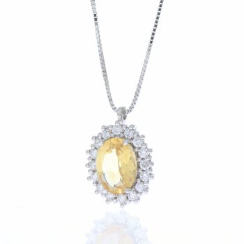 Topaz and brilliant gem necklace