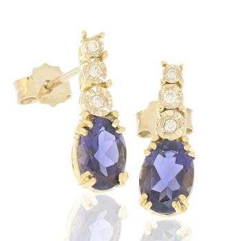 Semi-precious gem and diamond earrings