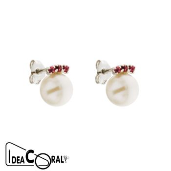Ruby and pearls earrings
