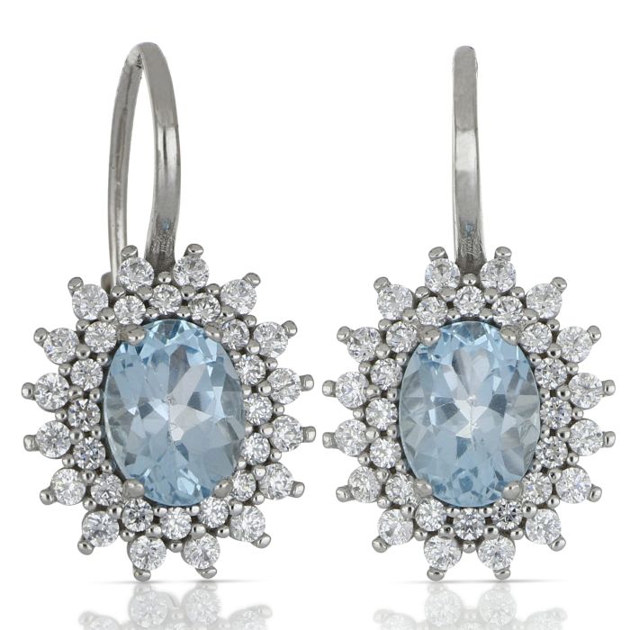 Orecchini A Cerchio Con Pietra Portafortuna Novembre – Cristalli Zircondia Colore Topazio, Gioiello Femminile Regalo Compleanno, Argento